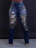 "Tassel-Trim Straight Leg Jeans - Elastic Waist Winter Denim Pants For Women (Blue/Dark Blue, S-XXL)"_mkmklike.com