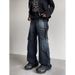 Men's Clothing Straight Leg Street Style Distressed Straight-Leg Cargo Jeans With Multiple Pockets – Loose Fit Streetwear Style For Autumn & Spring_mkmklike.com