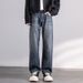 Autumn New Jeans Men's Fit Straight Tube Loose Trendy Brand American Retro Double Craft Washed Middle Waist Youth Large Size_mkmklike.com