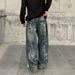 Men's Clothing Ink Splash High Street Retro Loose Straight Wide Leg Versatile Trousers For Men_mkmklike.com