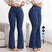 Women's High Waist Stretch Slim Fit Flared Jeans Hip Lifting Slightly Bootcut Denim_mkmklike.com