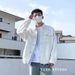 Loom Spring And Autumn White Denim Jacket For Men, Trendy Brand, Loose Fit Workwear Jacket, 2022 New Korean Style Fashion Top_mkmklike.com