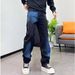 High-end Starry Sky Color Graffiti Print Jeans Men's Loose Straight Ruffian Handsome High Street Trousers Fashion Casual Trousers_mkmklike.com