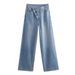Y2K Vintage Washed Wide-Leg Jeans – High Waist Asymmetrical Hem Straight Denim Pants For Women_mkmklike.com