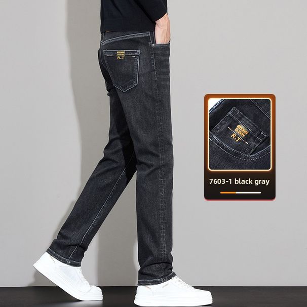 Thickened Jeans Men's Slim-fit Straight Casual Elastic Loose Casual Trousers Men_mkmklike.com