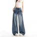 Women's Retro Studded High-Waisted Wide Leg Jeans Casual Cotton Denim Spring/Autumn Style Relaxed Straight Leg Unique Design_mkmklike.com