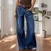 Women's Slimming Stretch Wide Leg Jeans Loose Fitting Straight Leg Denim for Casual Comfortable Wear_mkmklike.com
