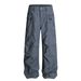 Vintage-Inspired Distressed Loose Fit Straight Leg Jeans For Men & Women - High Waist Washed Denim Pants With Unique Pleated Design (Gray, )_mkmklike.com