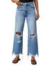 New Arrival Wide-leg Pants Tassel Washed Ripped High-waist Jeans Straight Casual Trousers Women's_mkmklike.com