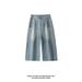 American Retro Straight-leg Large-pocket Cropped Jeans With Curved Patchwork, Trendy Brand, Cool And Loose Wide-leg_mkmklike.com