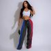Women's High-Waisted Patchwork Denim Pants – Color-Block Straight Leg Jeans With Stretch_mkmklike.com