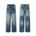 XXBRO Men's Distressed High-Street Jeans – Vintage Washed Straight-Leg Denim Pants With Artisan Rips & Fraying (S-2XL, 95% Cotton, Summer Blue)_mkmklike.com