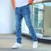 Men's Slim Fit Stretch Jeans - Classic Blue Denim Pants With Multiple Pockets, Comfortable & Stylish For Everyday Wear (S-XXL)_mkmklike.com