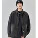 Loom European And American Retro Tough Guy Turn-Down Collar Black Jacket Deconstructed Patchwork Washed Oversized Denim Shirt_mkmklike.com