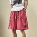 Men's Clothing Summer New Version Ins Solid Color Loose Casual Pants Fashionable Multi Pocket Five_mkmklike.com