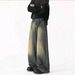 Men's 2026 Washed Retro Wide Leg Jeans Straight Fit Loose Distressed Long Pants American Style Softener Non-Stretch_mkmklike.com