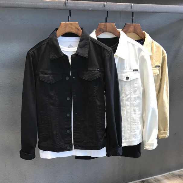 Men's Clothing Spring And Autumn Casual Slim Fit White Denim Jacket Men's Tops Casual Workwear Denim Jacket Men_mkmklike.com