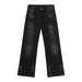 Men's High Street Flare Jeans – Vintage Washed Slim Fit Denim Pants With Raw Hem(XS-XL, Mid-Rise, Zip Fly, Minimalist Tag)_mkmklike.com