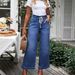 ELLE Cross-Border European And American Women's Fashion 2025 Spring New Lace-Up Stretch Jeans Straight-Leg Elegant Wide-Leg_mkmklike.com