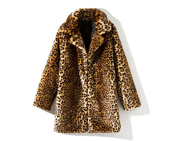 Women's fur coat women's mid-length suit collar sexy leopard print coat_mkmklike.com
