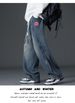 Men's Clothing 3D Cut US Map Jeans Men's Hot Selling Trendy Loose Straight Leg Wide Leg Jeans_mkmklike.com