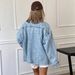 Women's Clothing Denim Jacket For Women Brown Color Block Lapel Autumn New Fashion_mkmklike.com