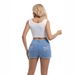 Women's Embroidered Mid-Rise Denim Shorts European American Style Cross Border Spring/Summer Cotton Stretch Casual Shorts_mkmklike.com