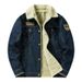 Loom European American Style Casual Fleece-Lined Denim Jacket For Men, Youth, Autumn And Winter, Loose Fit, Plus Size, Warm_mkmklike.com