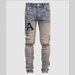 Men's Slim Fit Stretch Jeans – Rock-Inspired Ripped & Printed Denim Pants (Royal Blue) – High Street Fashion With Distressed Details_mkmklike.com