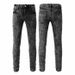 Foreign Trade European And American Men's Retro Men's Jeans Men's Slim Smoke Gray High Craftsmanship Fried Sand Elastic Small Feet 8906_mkmklike.com