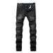 Men's Slim Fit Ripped Biker Jeans Stretchy Versatile Trendy Slimming Midweight Cotton Wide Leg Pants Blue Black_mkmklike.com