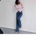 ELLE 2025 Winter High Waist Fleece Lined Flared Jeans For Women Thickened Warm Stretch Slim Fit Slimming Extended_mkmklike.com