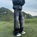 Men's Casual Black Straight Leg Trousers Mid Waist Washed Whiskered Loose Fit High Street Style Trendy Flared Pants_mkmklike.com