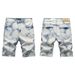 Women's High-Waisted Denim Shorts – Stretch Skinny Fit | Raw Hem & Splatter Paint Detail | Summer Casual Shorts | Sizes 28-38_mkmklike.com
