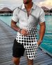 Men's Clothing new style men's fashion casual suit 3D printed zipper short sleeve polo shirt shorts 2-piece set_mkmklike.com