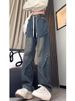 American Retro Plaid Scimitar Jeans Men's And Women's Baggy Old Washed Loose Casual Wide-leg Trousers_mkmklike.com