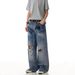 Men's Vintage Distressed High Street Jeans - Loose Fit Denim Pants For Summer, Retro Washed Casual Trousers_mkmklike.com