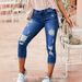 Summer High-Waisted Ripped Stretch Capri Pants for Women Slim Fit Versatile Denim Capri Pants_mkmklike.com