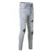 American High Street Ripped Jeans Men's Casual Versatile Men's Clothing Playing Stickers Slim Trendy Denim Men's Pants 699_mkmklike.com