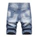 Men's Distressed Denim Shorts, Knee-Length Ripped Casual Cargo Shorts With Pocket, Relaxed Fit Summer Short Pants_mkmklike.com