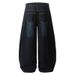 Woven Banana Fit American Retro Washed Deconstructed Scimitar Jeans For Men And Women, Loose Dark Blue Sickle Pants_mkmklike.com