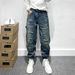 Trendy Brand Retro Heavy Ripped Tooling Jeans Men's American High Street Loose Small Straight Trousers Men's Tapered Pants_mkmklike.com