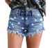 Distressed Fringe Denim Shorts For Women - High Stretch Cotton Blend, Mid-Rise, Relaxed Fit, Casual & Street Style_mkmklike.com