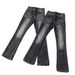 Vintage Distressed Black & Gray Flared Jeans For Men – Retro Washed Denim With Textured Finish (S-3XL, Standard Fit, Machine Washable)_mkmklike.com