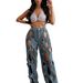 Women's Clothing Stretch Denim Jeans Personalized Twisted Hollow Loose Large Straight Fabric_mkmklike.com