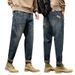 BOY Autumn Winter Jeans Trendy Brand Retro 2024 New Loose Straight Harem Casual Long Fleece Lined Men's Pants_mkmklike.com