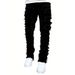 Men's Clothing Stretch Patchwork Layered Straight Leg Trousers Fashion Stretch Denim Jeans With Patchwork Layering Straight Leg Pants For Women & Men_mkmklike.com
