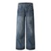 Men's Jeans Washed Distressed Vintage American High Street Design Rivet Decoration Loose Wide-Leg Straight Long Pants_mkmklike.com