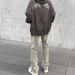 Nordmann European And American Style Vintage Distressed Ink Splash Jeans For Men Ins Trend High Street Cool Slim Fit Flared Pants_mkmklike.com