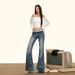 Autumn Women's Vintage Blue Slight Flare Jeans, Washed Slim Fit Versatile Low Waist Slimming Stretch Bell-Bottom Pants_mkmklike.com